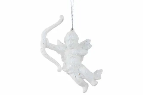 HANGER CUPIDO GLITTER WIT 10X4X11CM KUNSTSTOF