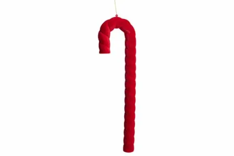 HANGER KERSTSTAF FLOCKED ROOD 4X4X50CM KUNSTSTOF