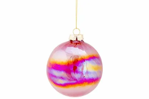 Kerstbal spiraal pearl rood 10x10x10 glas