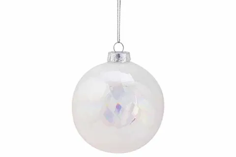 Kerstbal spiraal pearl wit 10x10x10 glas