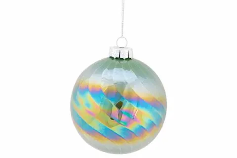 Kerstbal spiraal pearl groen 10x10x10 glas