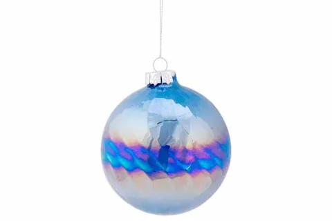 Kerstbal spiraal pearl blauw 10x10x10 glas