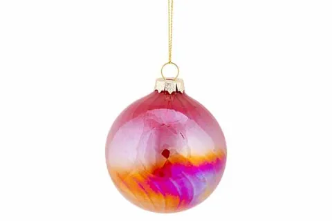 Kerstbal spiraal pearl rood 8x8x8 glas