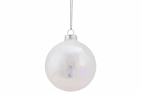 Kerstbal spiraal pearl wit 8x8x8 glas