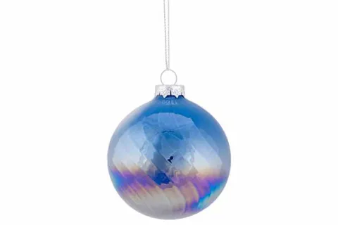 Kerstbal spiraal pearl blauw 8x8x8 glas