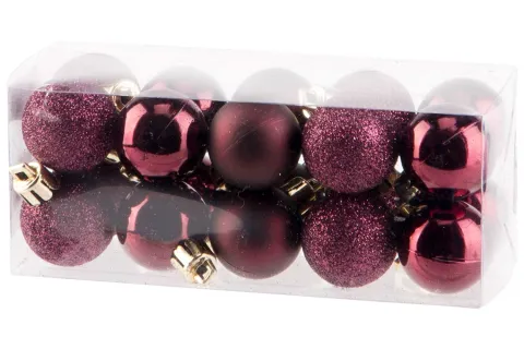 KERSTBAL SET20 BORDEAUX MIX D3CM KUNSTSTOF