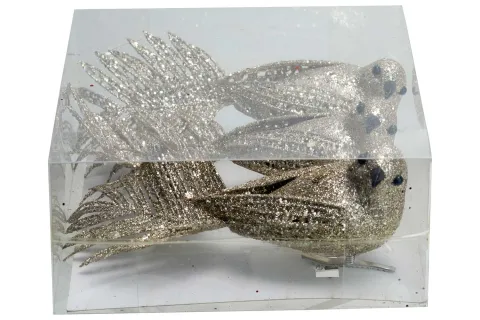 VOGEL CLIP SET3 GLITTER GOUD 21X6X8 KUNSTSTOF