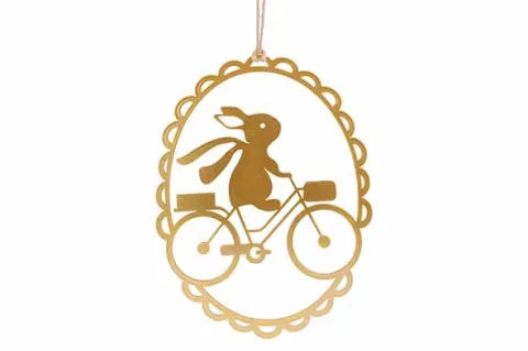 HANGER RABBIT ON BICYCLE GOUD 25X5X18 OVAAL METAAL