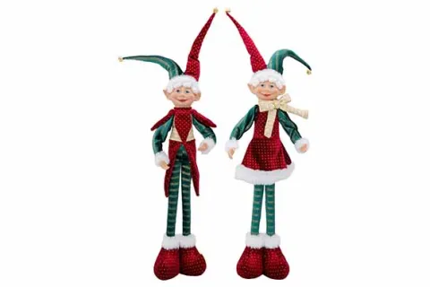 Figuur elf standing bordeaux groen 30x8x65cm