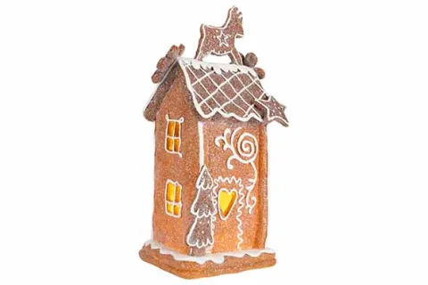 COOKIE HOUSE BRUIN 15X11X28CM POLYRESIN EXCL BATT