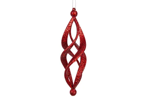 SPIRAAL HANGER GLITTER ROOD D5X18CM KUNSTSTOF