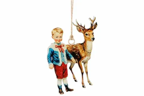 HANGER VINTAGE BOY AND DEER 7X1X10.5CM METAAL