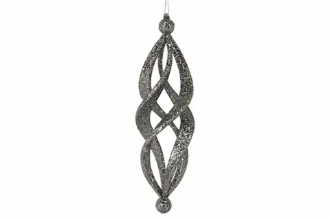 SPIRAAL HANGER GLITTER DARK ZILVER D5X18CM KUNSTSTOF