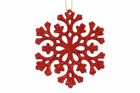 HANGER FLAKE GLITTER ROOD 10XH10CM KUNSTSTOF