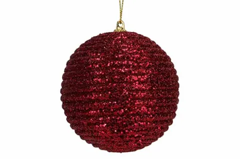KERSTBAL ROPE GLITTER BORDEAUX D8CM KUNSTSTOF