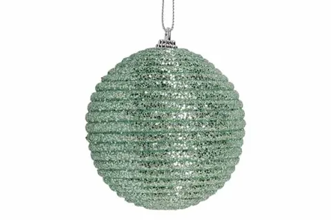 KERSTBAL ROPE GLITTER GROEN D8CM KUNSTSTOF