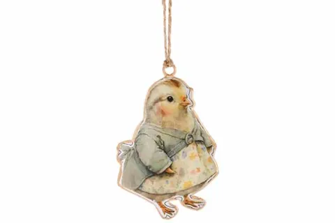 HANGER VINTAGE CHICK GEEL 6.5X10 EMAILLE