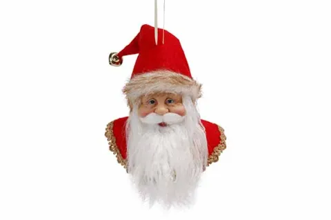 KERSTMANHOOFD HANGER ROOD H28CM POLYESTE