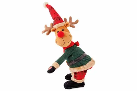 Rendier singing and twirking rd/gr 19x15x38cm excl batt