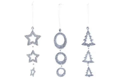 HANGER TRIO ZILVERGLITTER 16CM