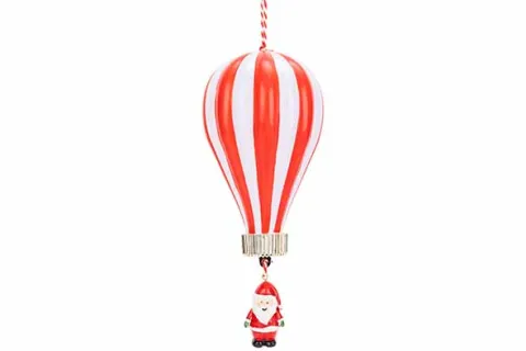 KERSTMAN IN BALLOON ROOD WIT 8X8XH18CM P