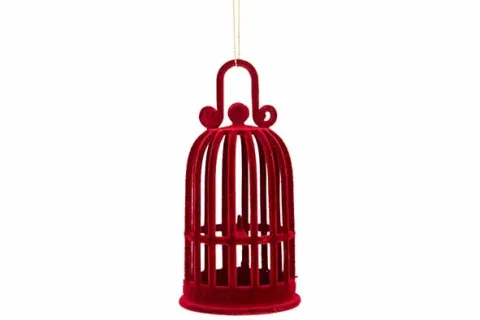 HANGER BIRCAGE FLOCKED BORDEAUX 6X6X13CM KUNSTSTOF