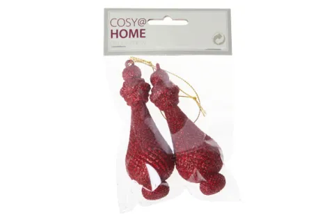 ORN. HANGER KERSTBAL ROOD SET2