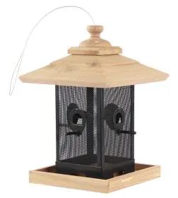 BNL Voedersilo dennenhout & zwart metaal vierkant Elin