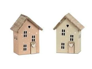 Deko-Haus farbig sort. 10x13cm aus Holz gefertigt und handbemalt