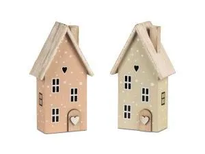 Deko-Haus farbig sort. 8x16cm aus Holz gefertigt und handbemalt