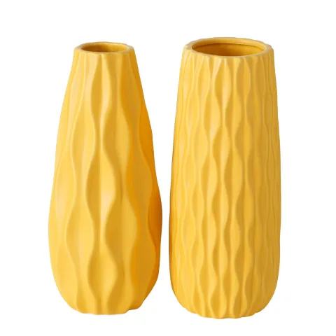 Vase Luana, 2 ass., H 24 cm, Stoneware, Single-colour, Yellow stoneware yellow