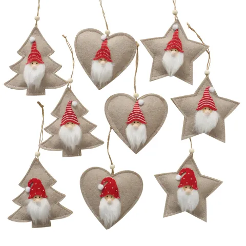 Decorative pendant Jesper, 9 ass., Heart, Star, Christmas tree, L 12,00 cm, H 12,00 cm, Mat polyeste