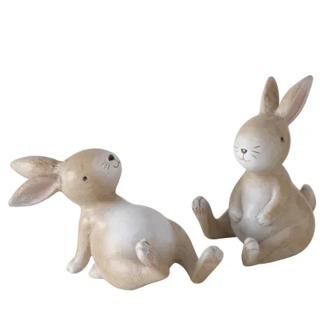 Figurine Knuffi, 2 ass., Rabbit, H 12 cm, Polyresin, Brown polyresin brown