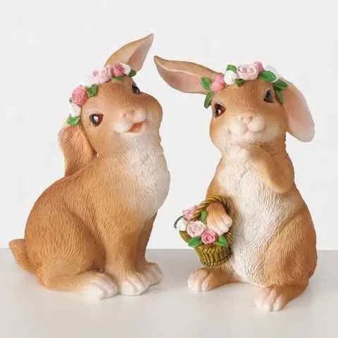 Figurine Milmia, 2 ass., Rabbit, H 10,00 cm, Polyresin, Brown polyresin brown