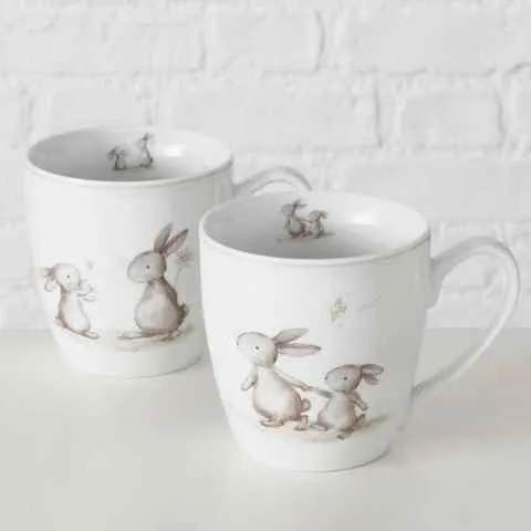 Jumbo mug Knuffi, 2 ass., 480 ml, Dishwasher proof, Multi-coloured, Motif, Beige, White porcelain co