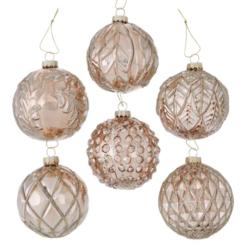 Christmas ball Poulin, 6 ass., D 8,00 cm, Glass laquered, Single-colour glass laque