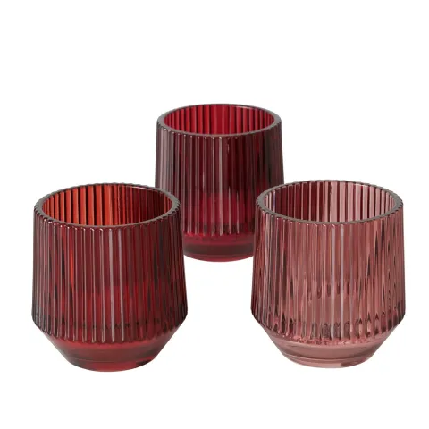 Windlight Tiago, 3 ass., Round, H 10,00 cm, Glass laquered, Single-colour glass laquered colour-mix