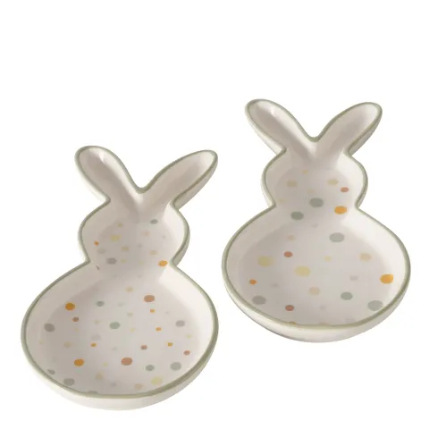 Plate Lavina, 2 ass., Dolomite, Dotted, Coloured edge, Single-colour, White, Rabbit dolomite white