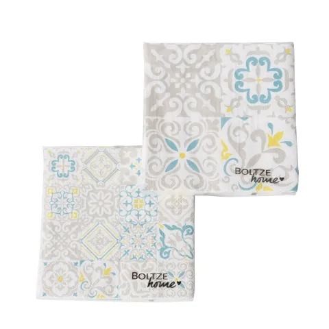 Napkins Portofino, 20 p., 2 ass., Multi-coloured, Ornament, Geometrical, Grey, Turquoise, Yellow, Pa