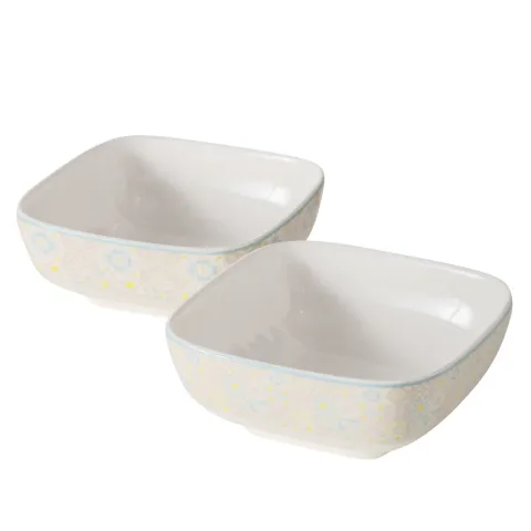 Bowl Portofino, 2 ass., Turquoise, White, Yellow, Square, Dishwasher proof, H 4,5 cm New Bone colour