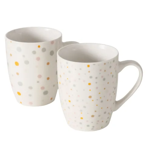Mug Lavina, 2 ass., 350 ml, Dishwasher proof, Single-colour, Dotted, All-round printing, White New B