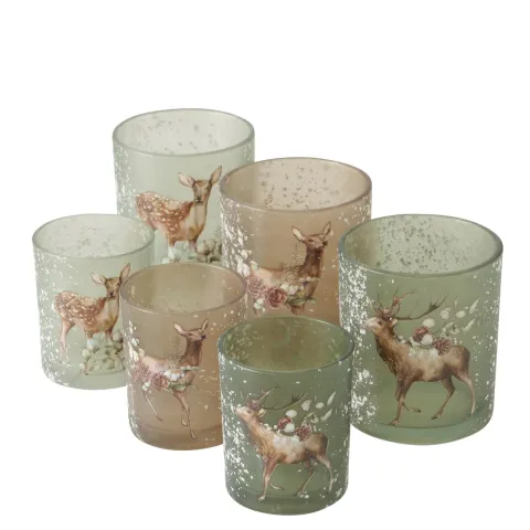 Windlight Luca, 3 ass., Round, H 10,50 cm, Glass laquered, Multi-coloured, Motif Quantity in set: 1;