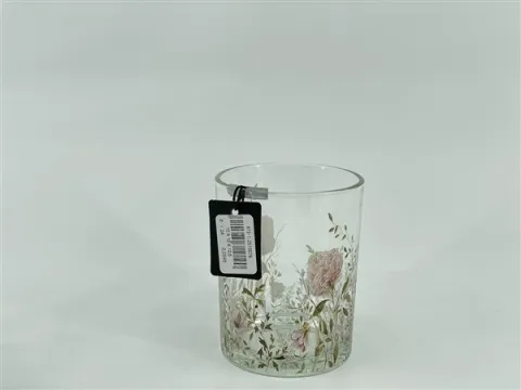 Glass candle holder w/clear&decal  10*10*h12,5