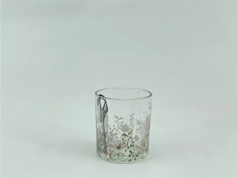 Glass candle holder w/clear&decal  7*7*h8