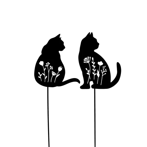 pick cat, 2 assortd., black, metal, ca. 16,5 x 19/83 cm