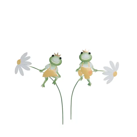 pick frog, 2 assortd., green, metal, size ca. 47 cm h