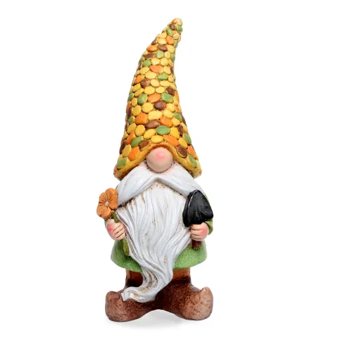 gnome, standing, cream/yellow/green, magnesia, approx. 16,5 x 15,5 x 44 cm h