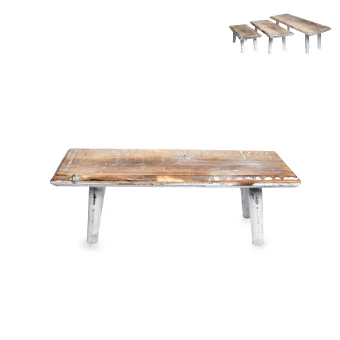 wooden deco table 'Bodega', nature colour, w/white wash, approx. 40 x 16 x 13 cm h, w/4 fixed wooden