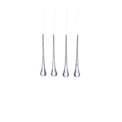 Ornament druppel zilver 4 stuks - h15xd3cm
