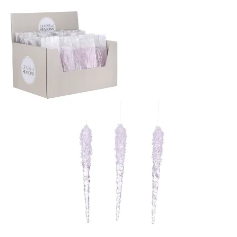 Ornament pegel roze 3 stuks - h17,5xd1,5cm
